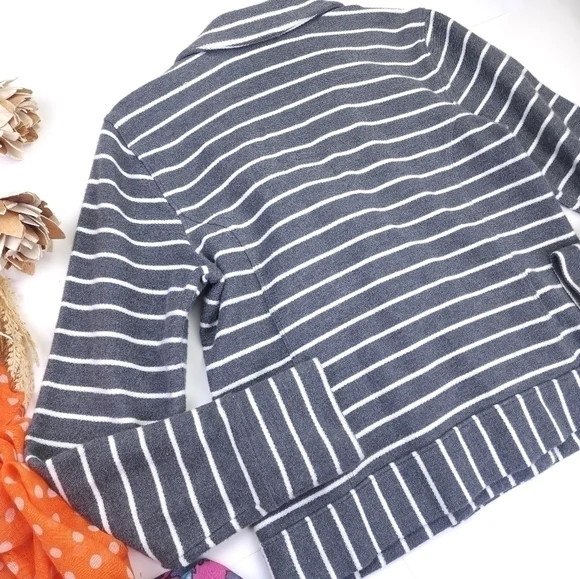 Loft Grey White Striped Blazer Sz S - Picture 8 of 13